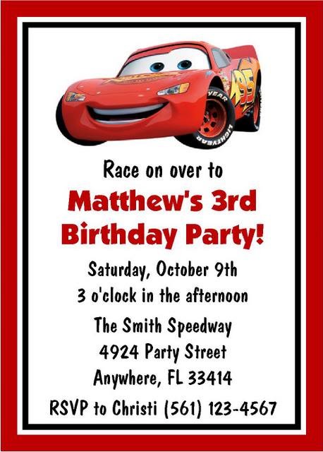 Disney Cars Birthday Invitation Templates