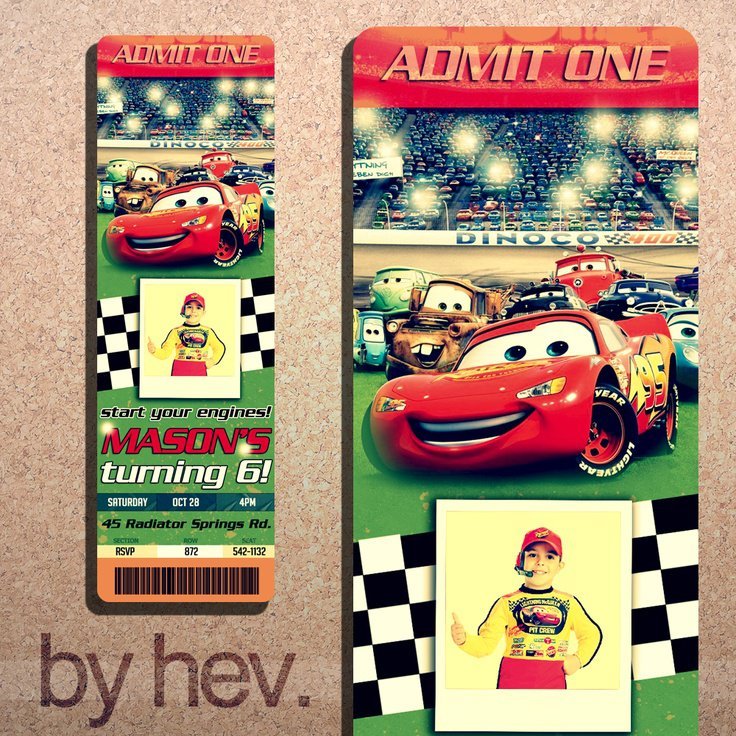 Disney Cars Personalized Party Invitations