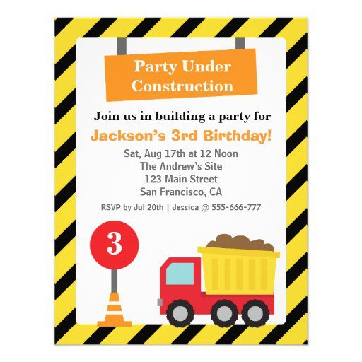 Dump Truck Construction Party Invitation