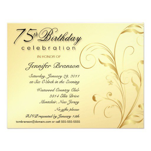 75th Birthday Invitation Card Wording