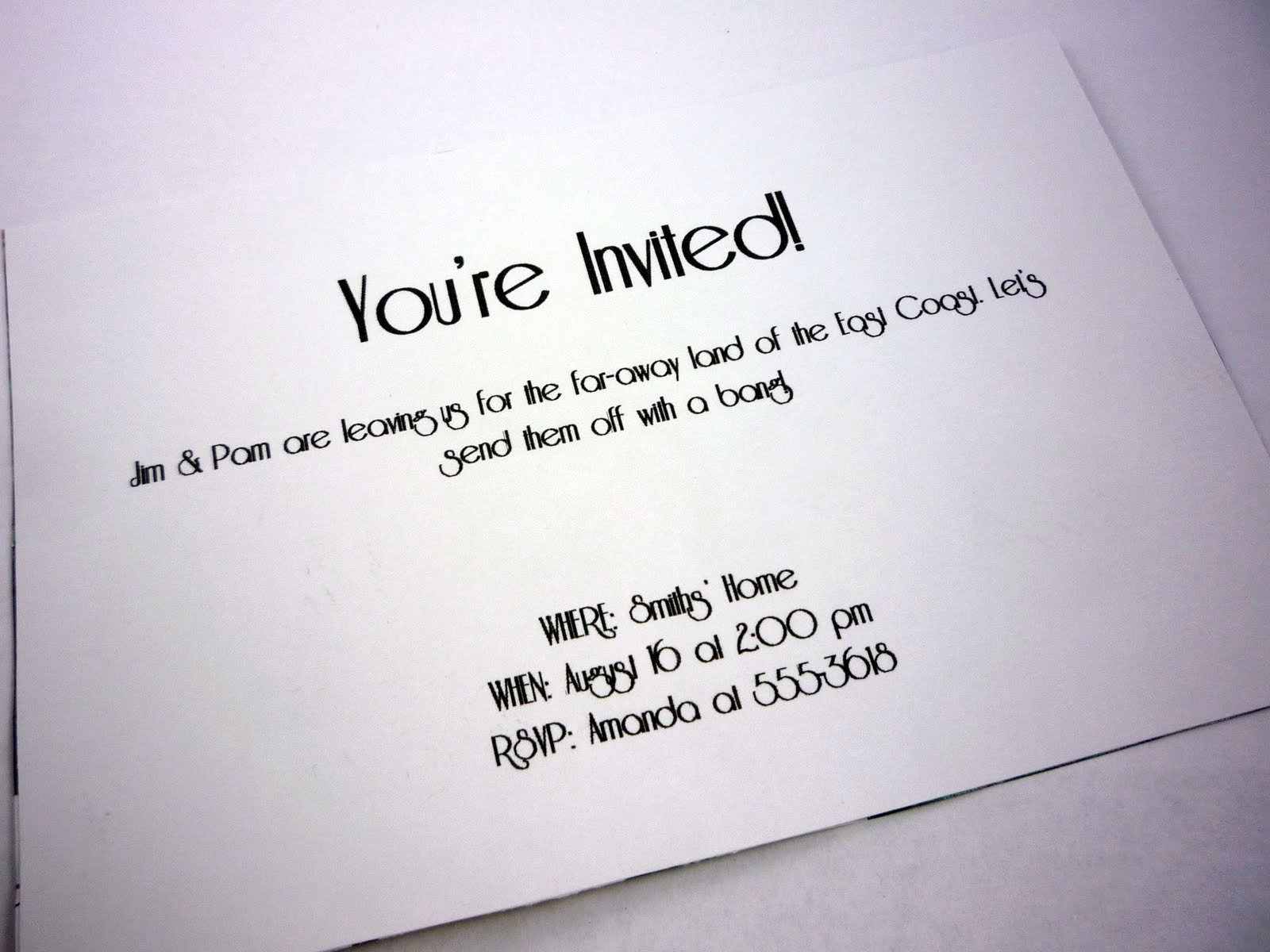 Fare Well Potluck Invitation