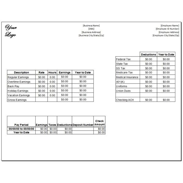 Free Create Pay Stub Templates