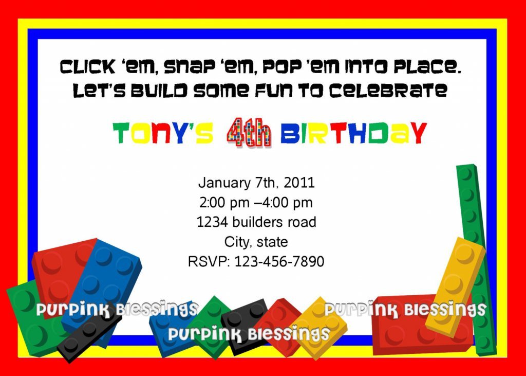 Free Lego Birthday Party Invitation Templates
