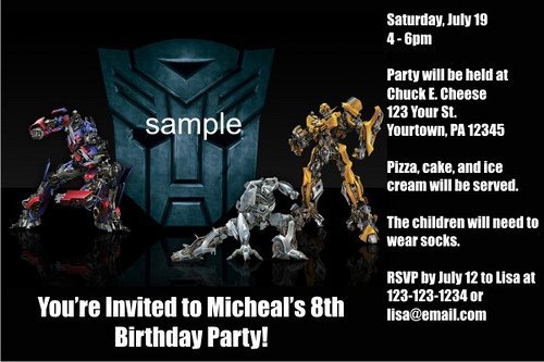 Free Printable Birthday Invitations For Boys Transformers