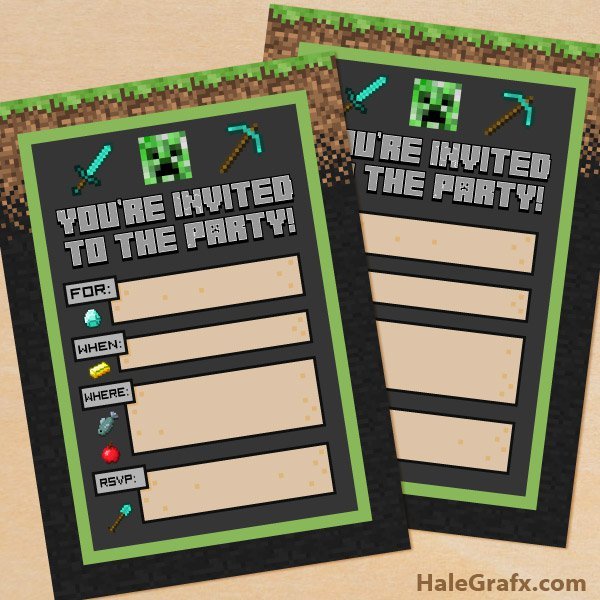 Free Printable Minecraft Invitations