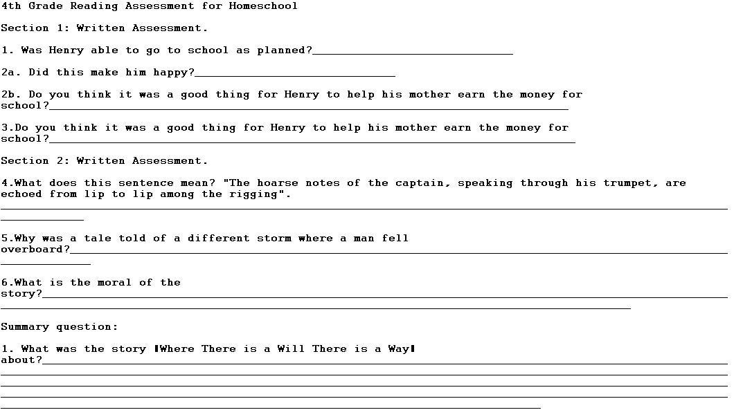 Free Printable Reading Level Assessment Test