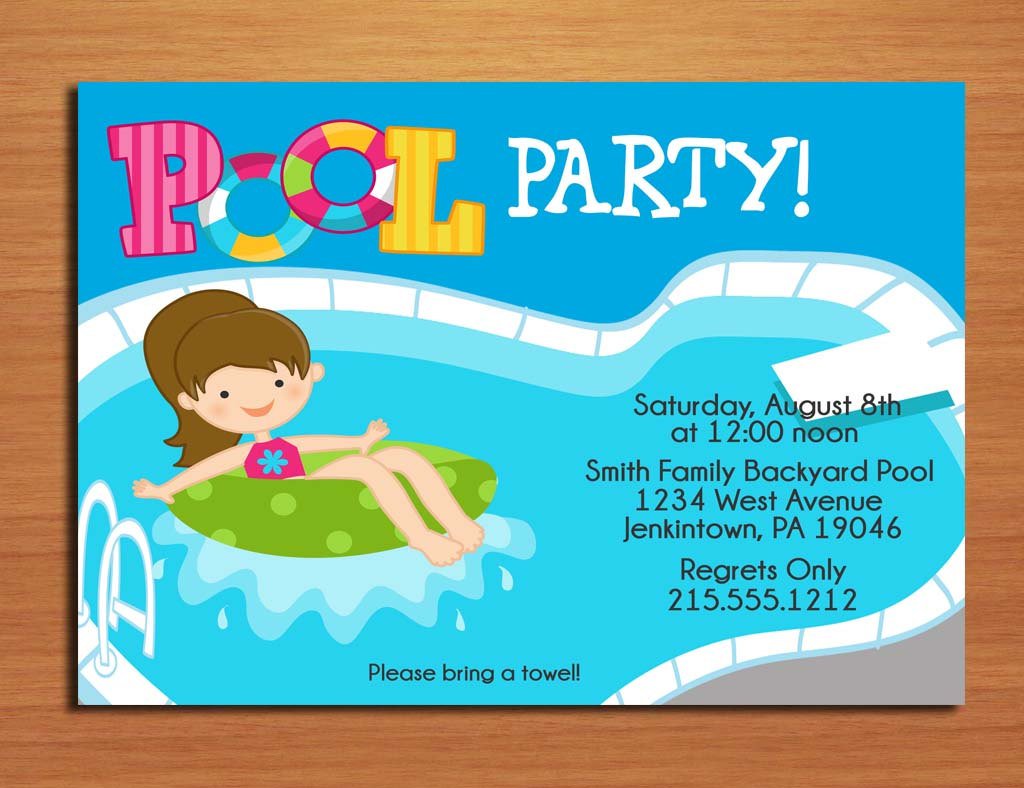 Free Printable Swimming Pool Birthday Party Invitations