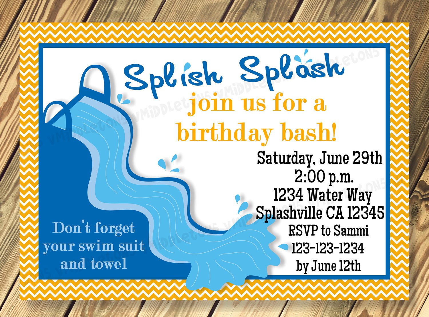 Free Printable Water Slide Party Invitations