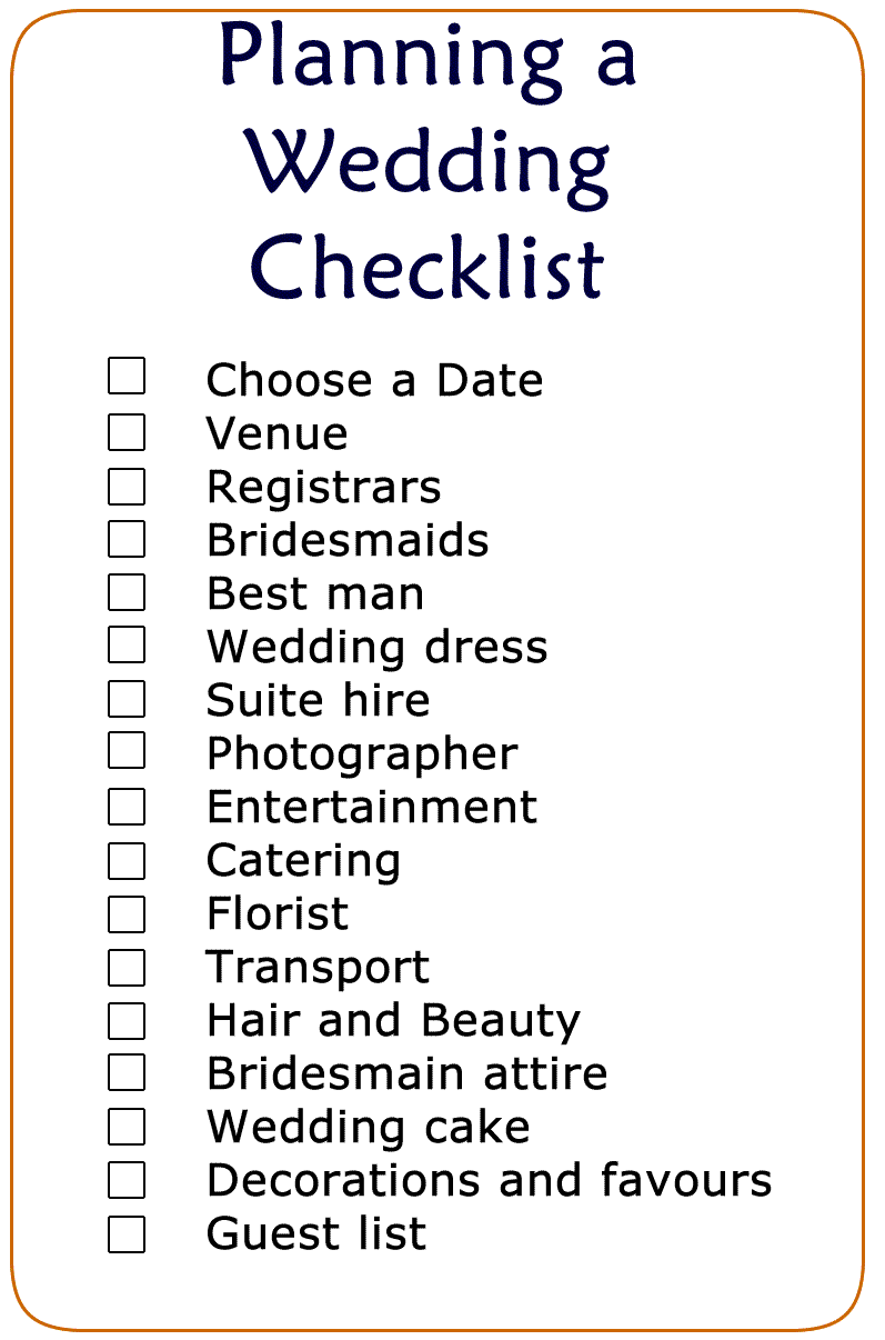 Free Printable Wedding Checklist