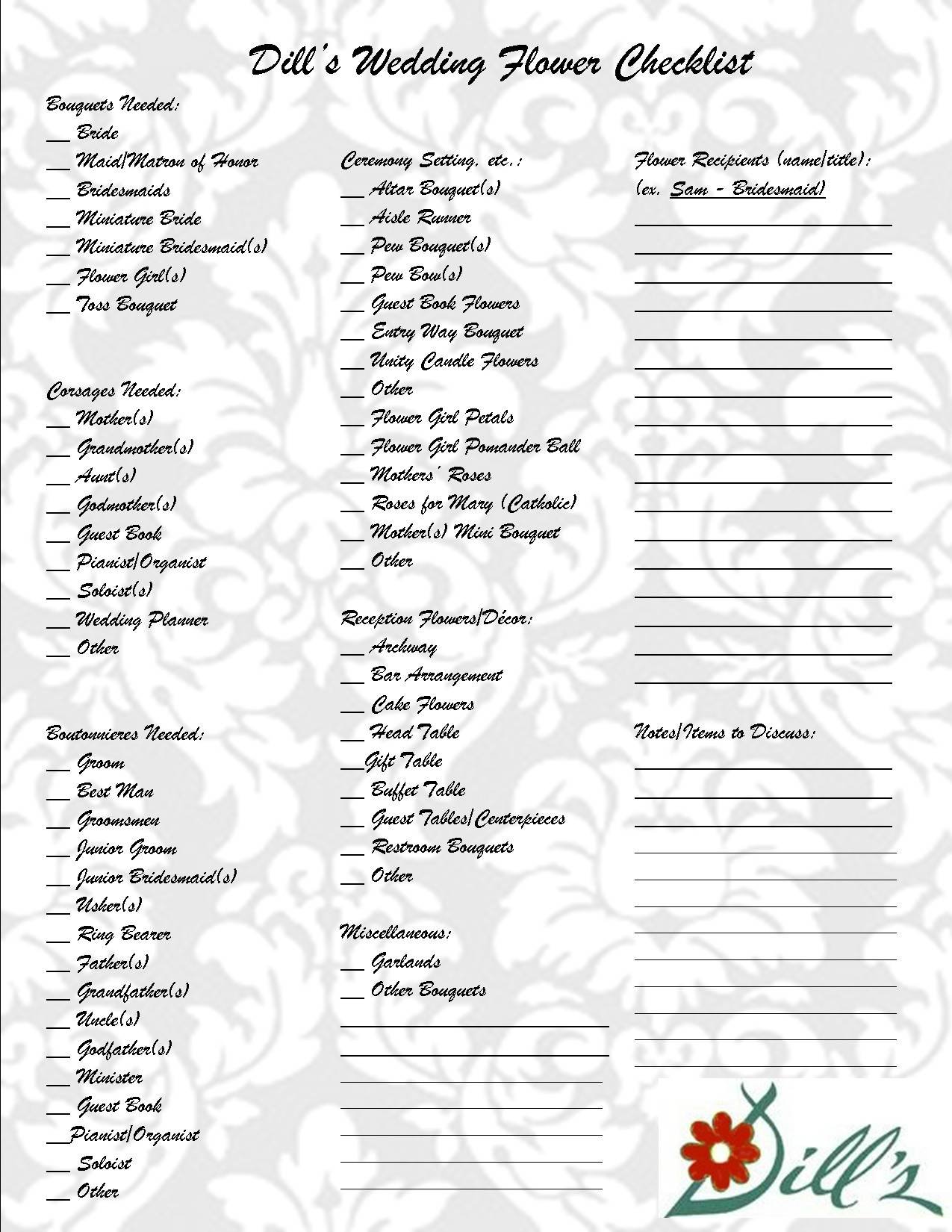 Free Printable Wedding Checklist Pdf