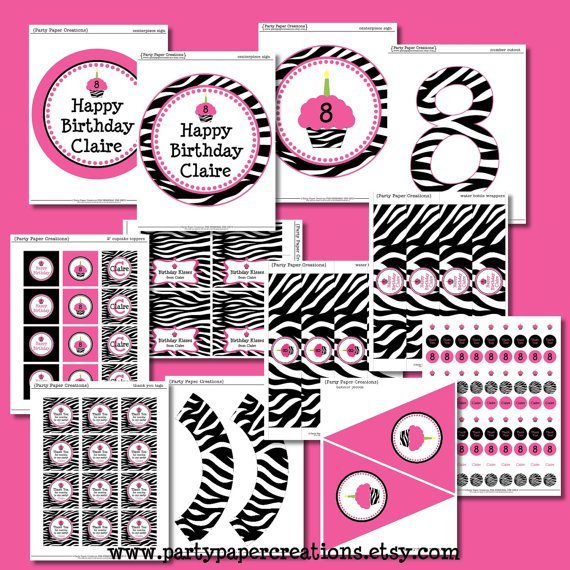Free Zebra Print Party Printables