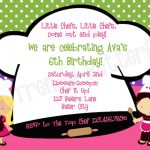 Girls Cooking Party Invitations