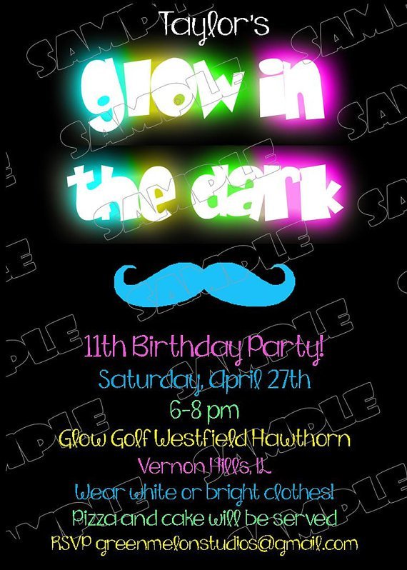 Glow In The Dark Birthday Invitations