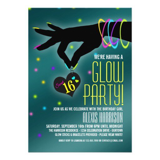 Glow Party Invitation Wording