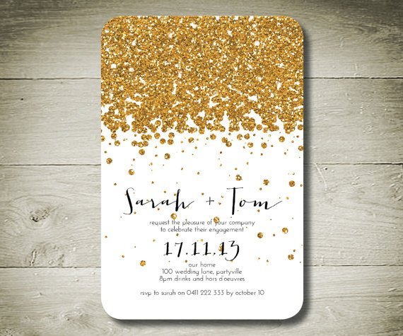 Gold Heart Wedding Invitations