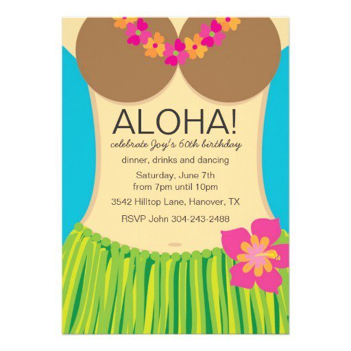 Hawaiian Birthday Party Invitations