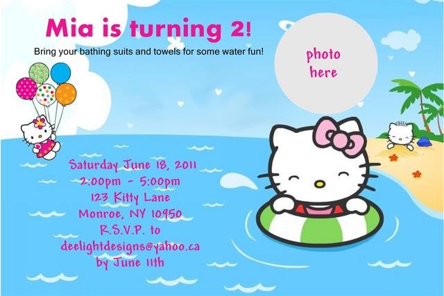 Hello Kitty Beach Party Invitations