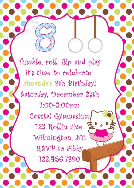 Hello Kitty Gymnastics Invitations