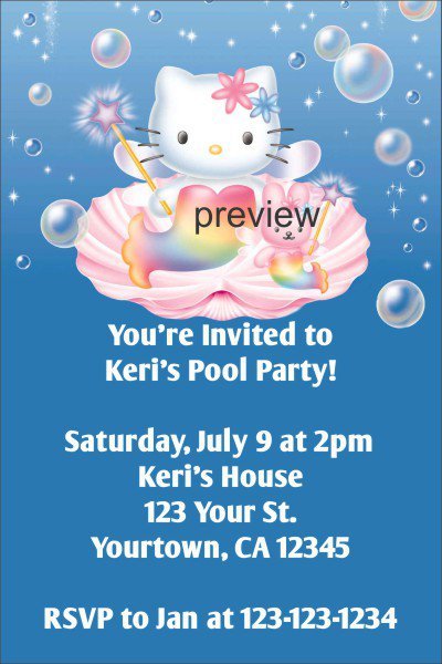 Hello Kitty Pool Party Invitations