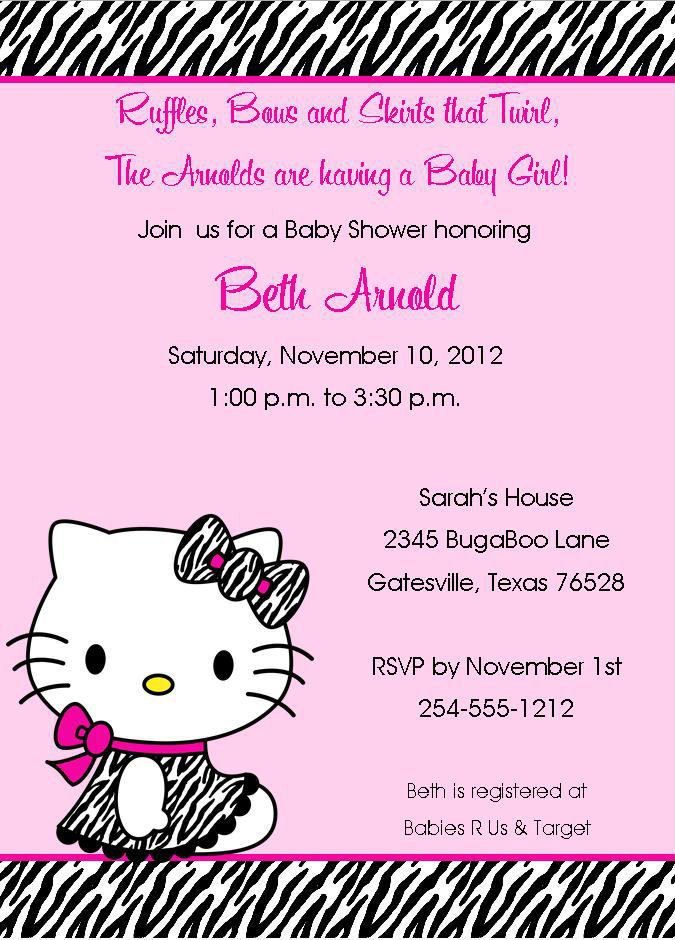 Hello Kitty Zebra Invitations