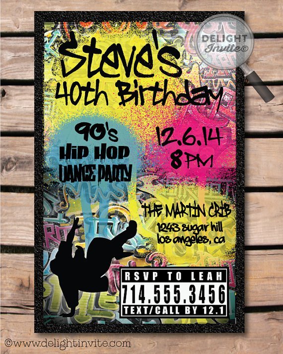 Hip Hop Themed Birthday Party Invitations