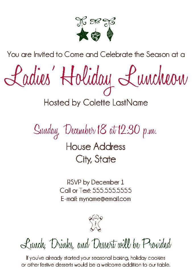 Holiday Office Luncheon Invitation Templates