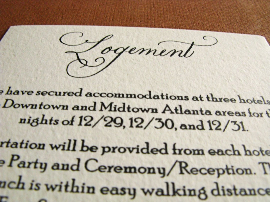Hotel Information Wedding Invitation Inserts