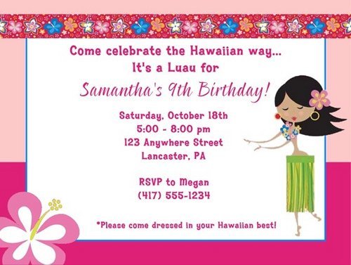 Hula Party Invitations