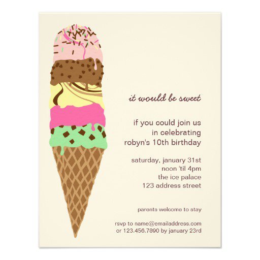 Ice Cream Cone Invitations Free