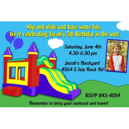 Inflatable Water Slide Birthday Invitations