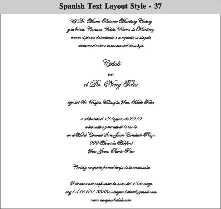 Invitation Wording In Spanish
