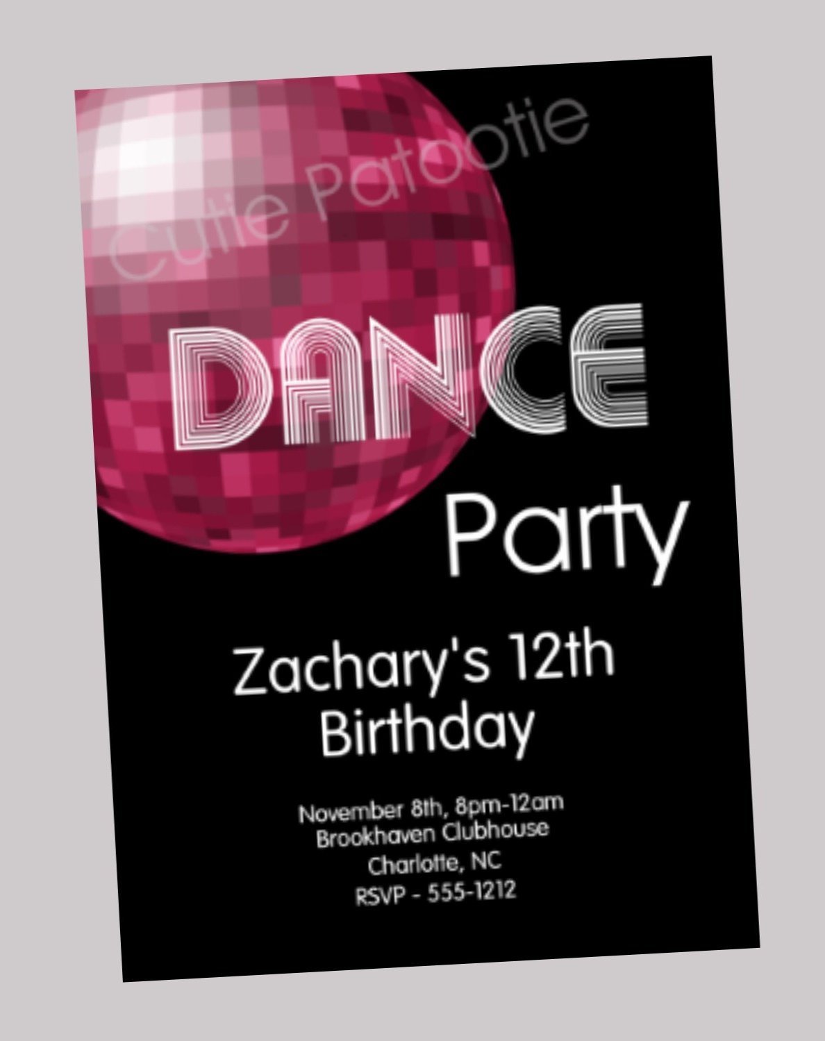 Just Dance Birthday Invitations