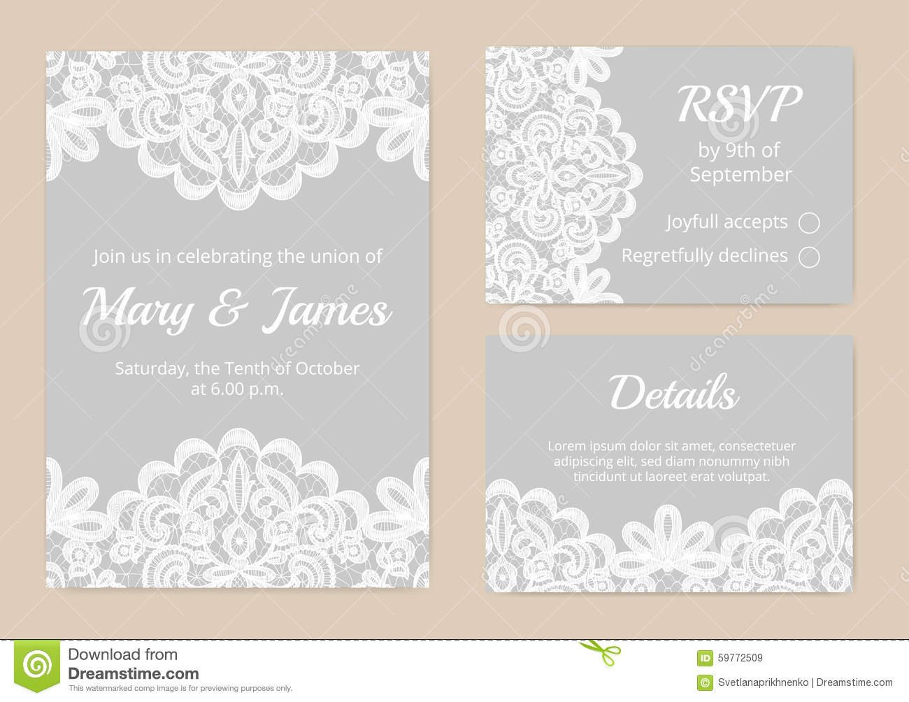 Lace Wedding Invitation Cards