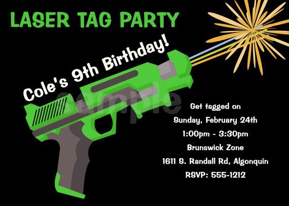 Laser Tag Birthday Party Invitations Printable