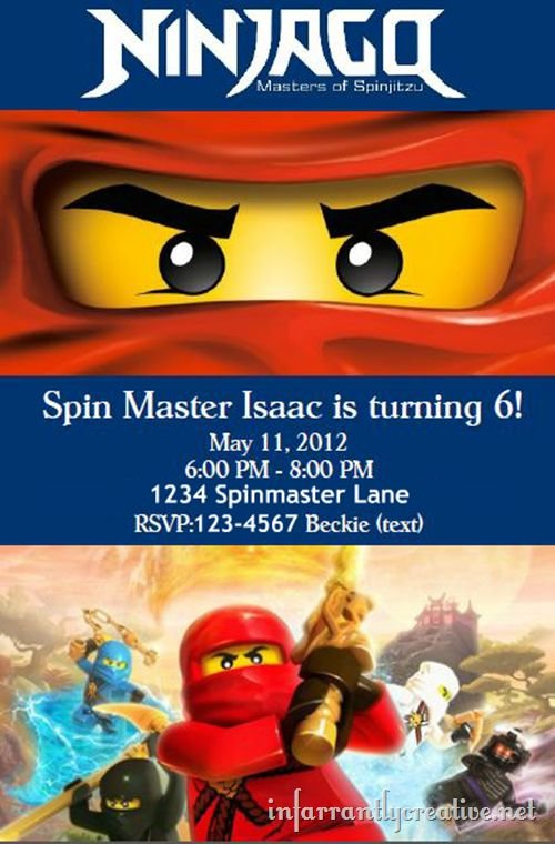 Lego Ninjago Birthday Party Invitations