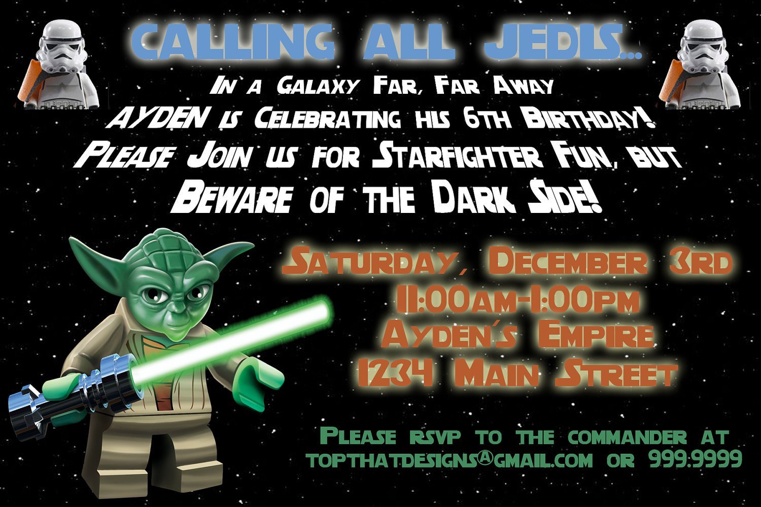 Lego Star Wars Birthday Invitation Wording
