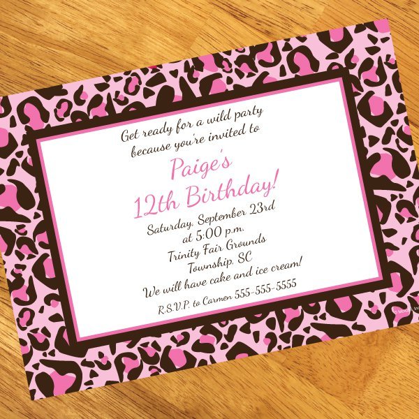 Leopard Print Birthday Invitations