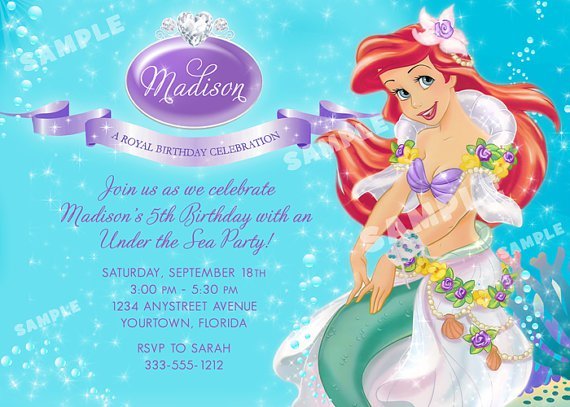 Little Mermaid Birthday Party Invitation Wording