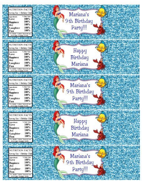 Little Mermaid Free Printable Water Bottle Labels