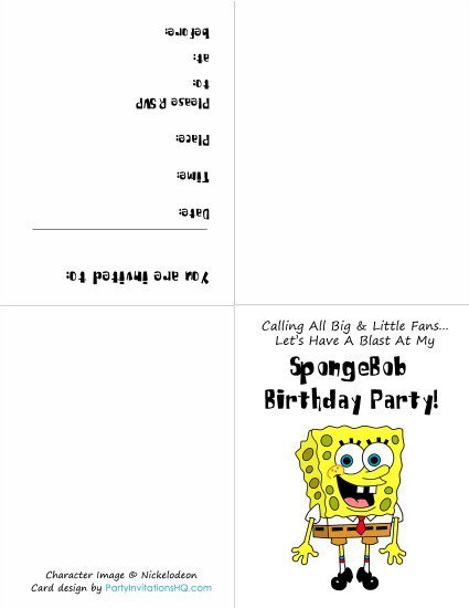 Make Your Own Spongebob Invitations Printable