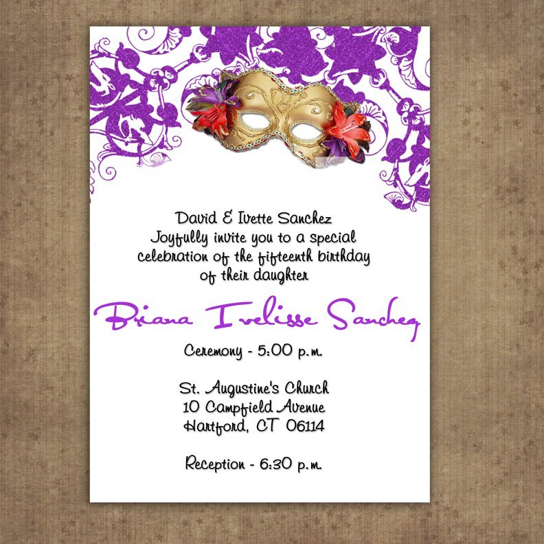 Masquerade Mask Invitations For Quinceaneras