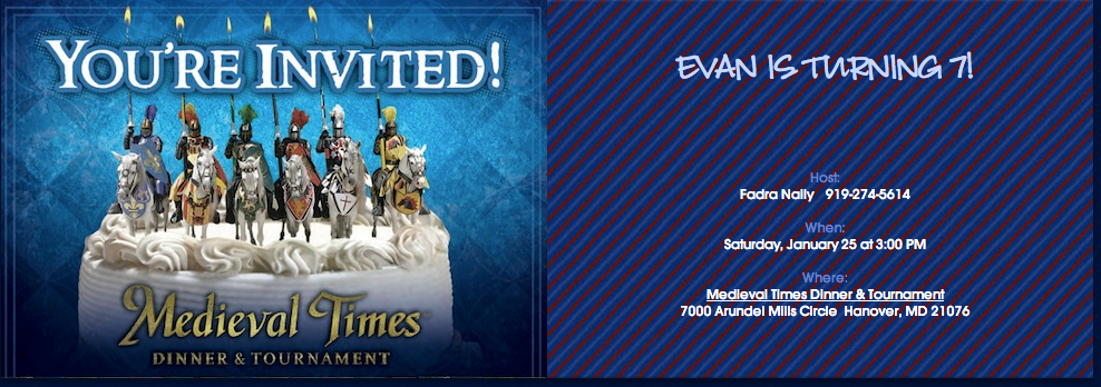Medieval Times Birthday Invitation