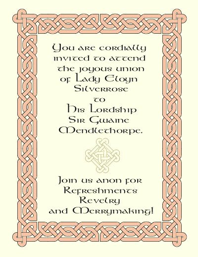 Medieval Wedding Invitation Wording Examples