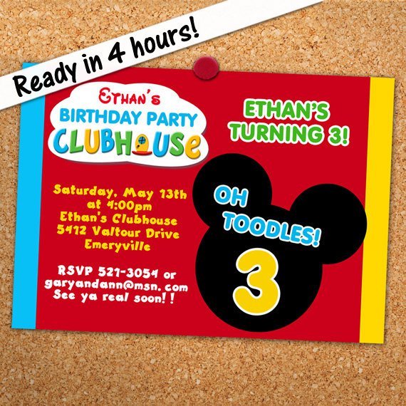 Mickey Mouse Birthday Personalized Invitations