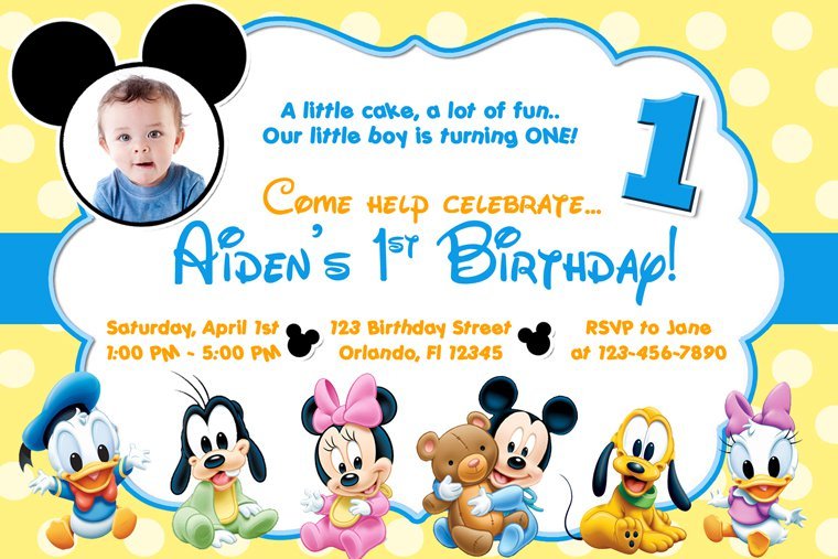 Mickey Mouse First Birthday Personalized Invitations