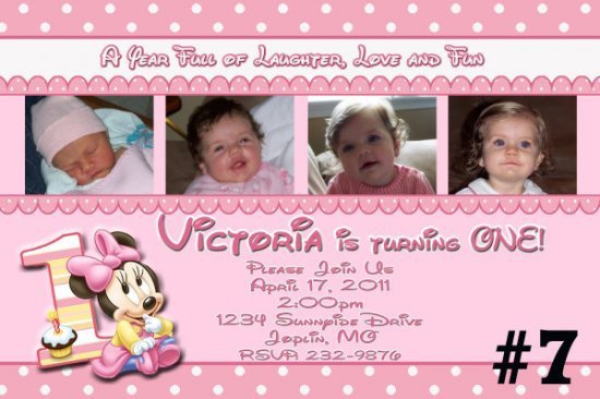 Minnie 1st Birthday Custom Invitation