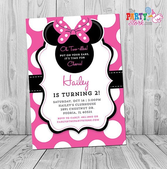 Minnie Mouse 2nd Birthday Party Invitation Wording