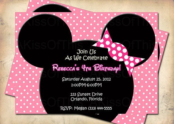 Minnie Mouse Birthday Invitations Etsy