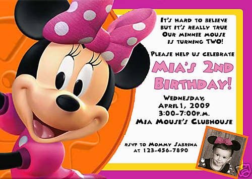 Minnie Mouse Ecard Birthday Invitations