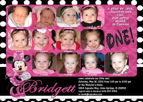 Minnie Mouse First Birthday Invitations Etsy